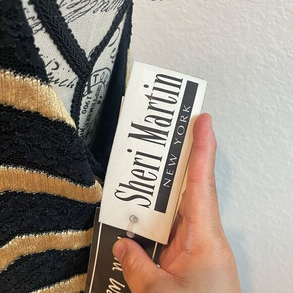 Vintage Sheri Martin Jumpsuit 16 Black Gold Classy Chevron‎ Formal Event - Picture 8 of 16